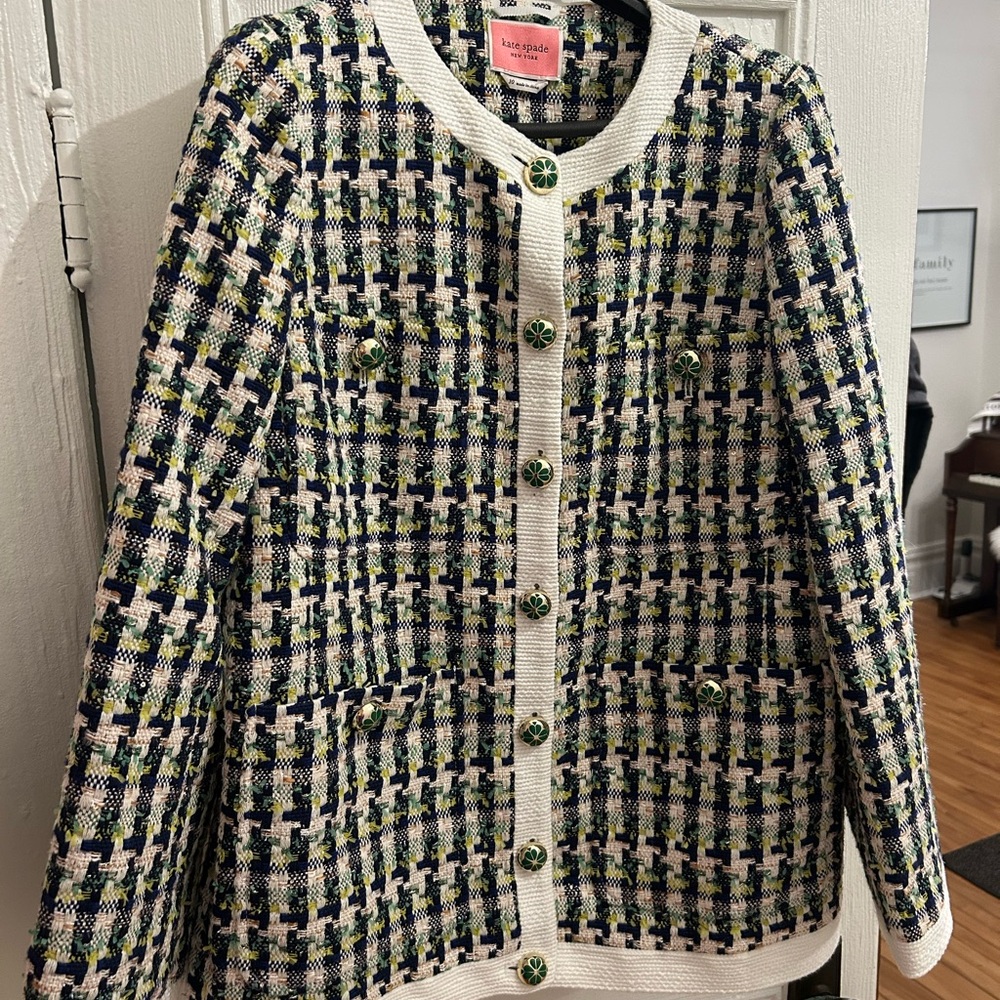 Kate Spade Navy and Green Tweed Jacket